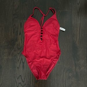 Rich red one-piece swimsuit